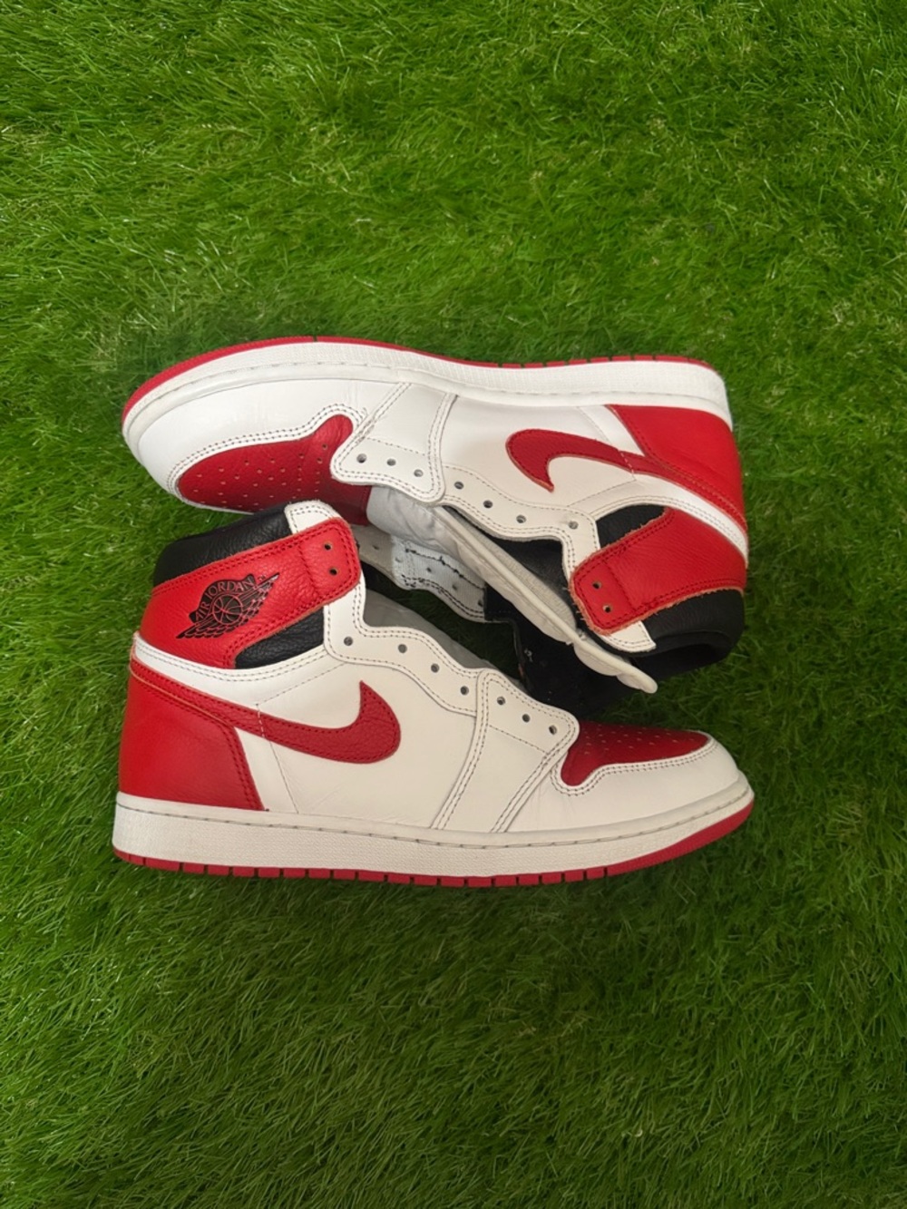Nike Air Jordan 1 High White and Red Basketball Sneakers